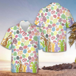 Colorful Rabbits And Easter Eggs Seamless Pattern Hawaiian Shirt Funny Easter Shirt For Men – Moonbestprint