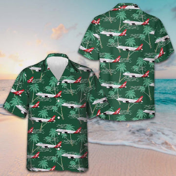 Airplane With Palm Tree Hawaiian Shirt Green Button Up Shirt Gifts For Husband – Moonbestprint