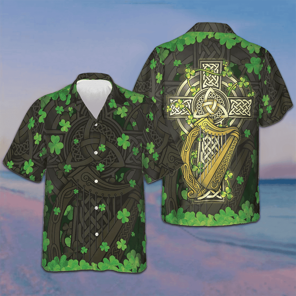 The Celtic Cross Harp Irish Proud Hawaiian Shirt Button Up Summer Shirts For Men – Moonbestprint