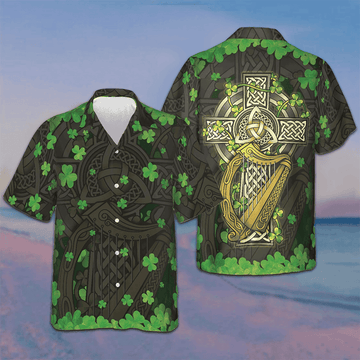 The Celtic Cross Harp Irish Proud Hawaiian Shirt Button Up Summer Shirts For Men – Moonbestprint