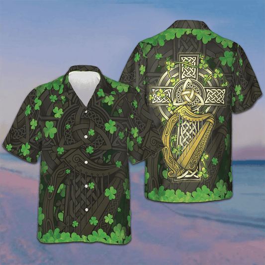 The Celtic Cross Harp Irish Proud Hawaiian Shirt Button Up Summer Shirts For Men – Moonbestprint
