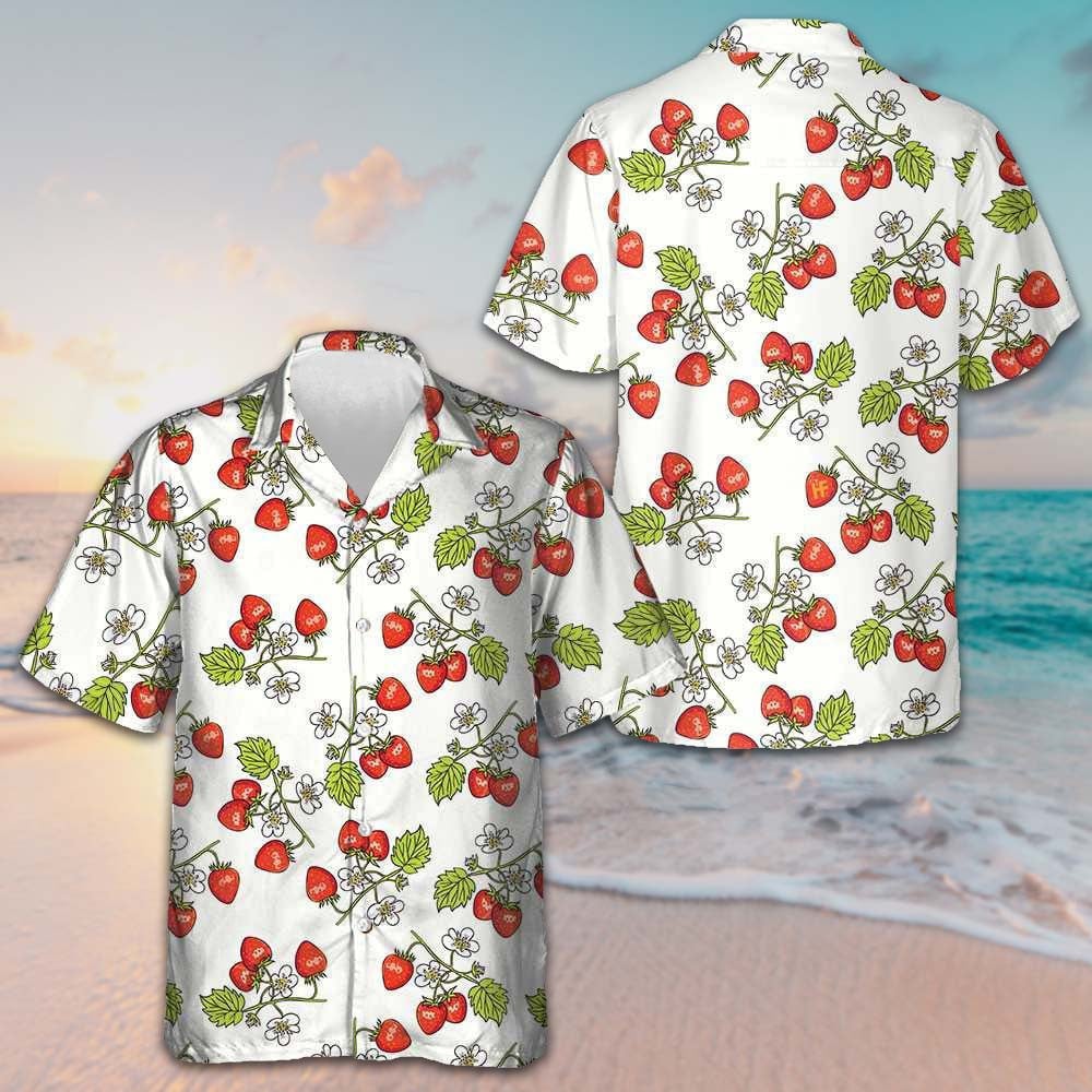 Strawberry Seamless Pattern Hawaiian Shirt Summer Button Down Shirts Gifts For Him – Moonbestprint