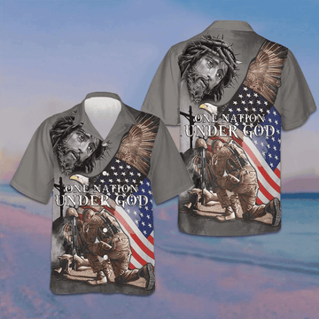 One Nation Under God Veteran Hawaiian Shirt American Flag Veteran Shirt Gift Ideas – Moonbestprint