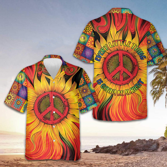 Hippie Suower Peace Hawaiian Shirt Every Little Thing Is Gonna Be Alright Shirt – Moonbestprint