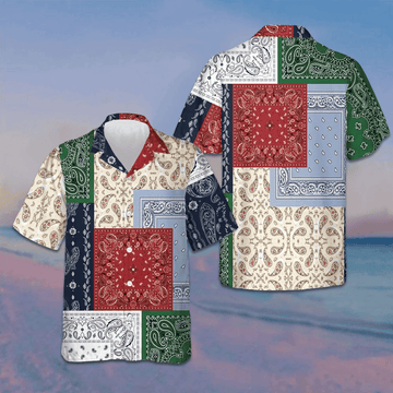 Colorful Patchwork Paisley Pattern Hawaiian Shirt Button Up Beach Shirts Men Gifts For Son – Moonbestprint