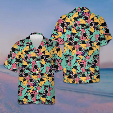 Angry Shark Seamless Pattern Hawaiian Shirt Best Summer Shirts Gifts For Boyfriend – Moonbestprint