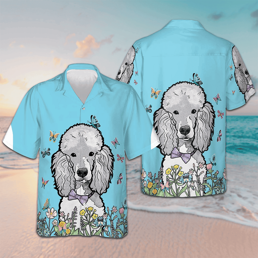 Lady Poodle And The Butterflies Hawaiian Shirt Button Down Beach Shirts Poodle Owner Gifts – Moonbestprint