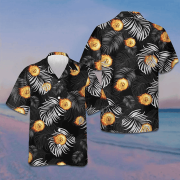 Bitcoin Flame And Tropical Pattern Hawaiian Shirt Summer Button Up Shirts Men's Gift Ideas – Moonbestprint