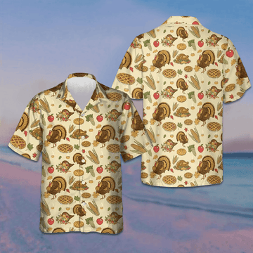 Thanksgiving Pattern Hawaiian Shirt Men's Button Down Shirts Gifts For Thanksgiving – Moonbestprint
