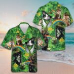Cats Saint Patrick's Day Hawaiian Shirt Shamrock Button Down Shirt Gifts For Irish Cat Lovers – Moonbestprint