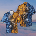 Gothic Skull Fire And Water Hawaiian Shirt Men's Button Up Gifts For Boyfriend – Moonbestprint