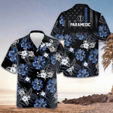 Paramedic The Blue Hawaiian Shirt Men's Tropical Button Down Shirts Paramedic Gift Ideas – Moonbestprint