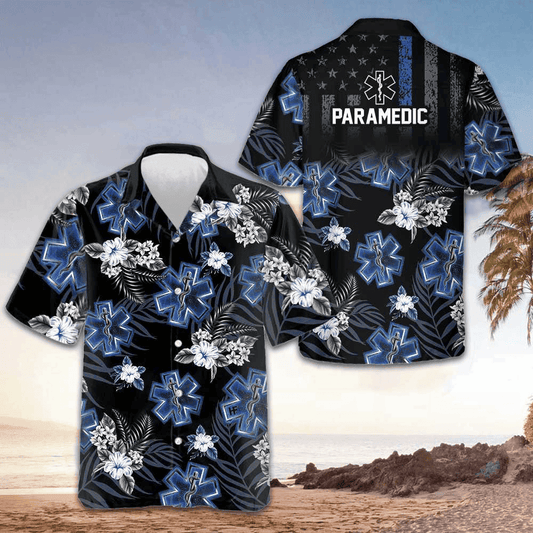 Paramedic The Blue Hawaiian Shirt Men's Tropical Button Down Shirts Paramedic Gift Ideas – Moonbestprint