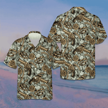 Gangster And Money Vintage Seamless Pattern Hawaiian Shirt Summer Button Up Shirts Men's – Moonbestprint