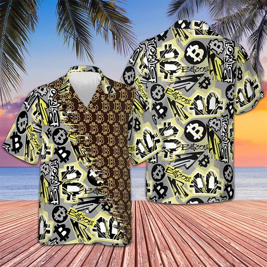 Bitcoin Doodle Funky Pattern Hawaiian Shirt Tropical Button Down Gifts For My Boyfriend – Moonbestprint