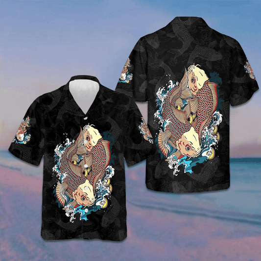 Japanese Carp Koi Gold Fishes Hawaiian Shirt Button Up Summer Shirts For Men – Moonbestprint