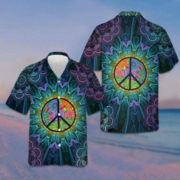 Flower Hippie Hawaiian Shirt Mandala Peace Sign Best Summer Shirts For Guys – Moonbestprint