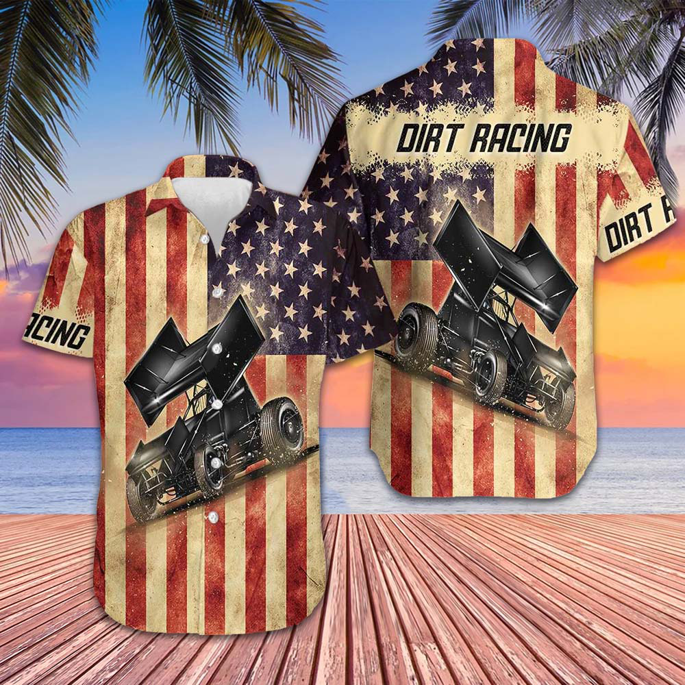 Dirt Racing Old American Flag Hawaiian Shirt Men's Button Down Shirt Gifts For Racers – Moonbestprint