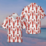 Geometric Lobster Pattern Hawaiian Shirt Summer Button Up Gifts For Lobster Lovers – Moonbestprint