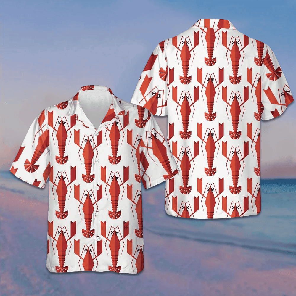 Geometric Lobster Pattern Hawaiian Shirt Summer Button Up Gifts For Lobster Lovers – Moonbestprint