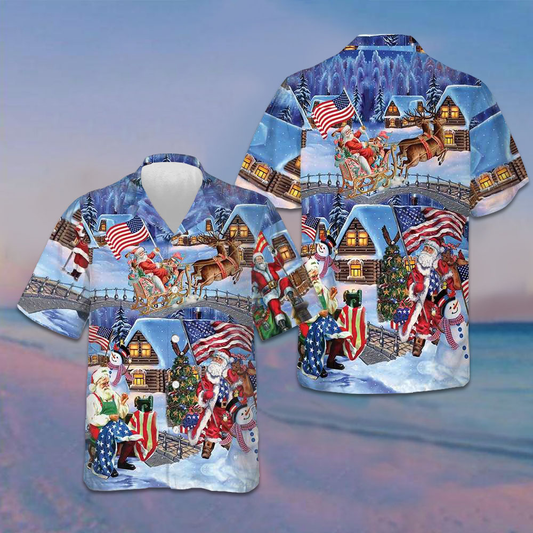 Christmas Holiday Santa Patriot Hawaiian Shirt Merry Christmas Shirt Gift Ideas – Moonbestprint