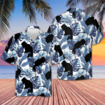 Bigfoot And The Blue Leaves Hawaiian Shirt Button Down Beach Shirts Gifts For Bigfoot Lovers – Moonbestprint