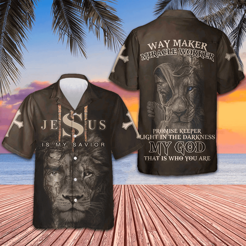 Lion Jesus Is My Savior Hawaiian Shirt Christian Faith Short Sleeve Button Up Men – Moonbestprint