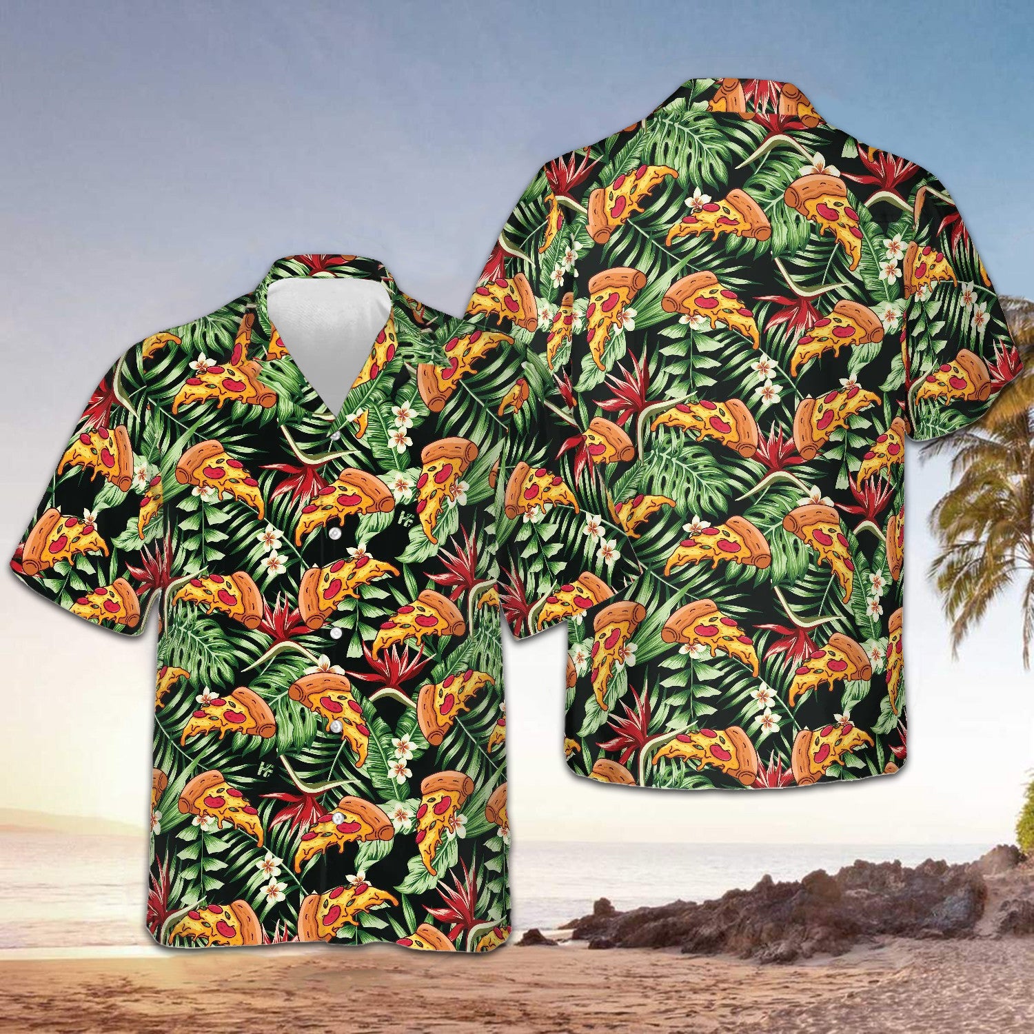 Funky Tropical Pizza Hawaiian Shirt Vacation Button Up Good Gifts For Boyfriend – Moonbestprint