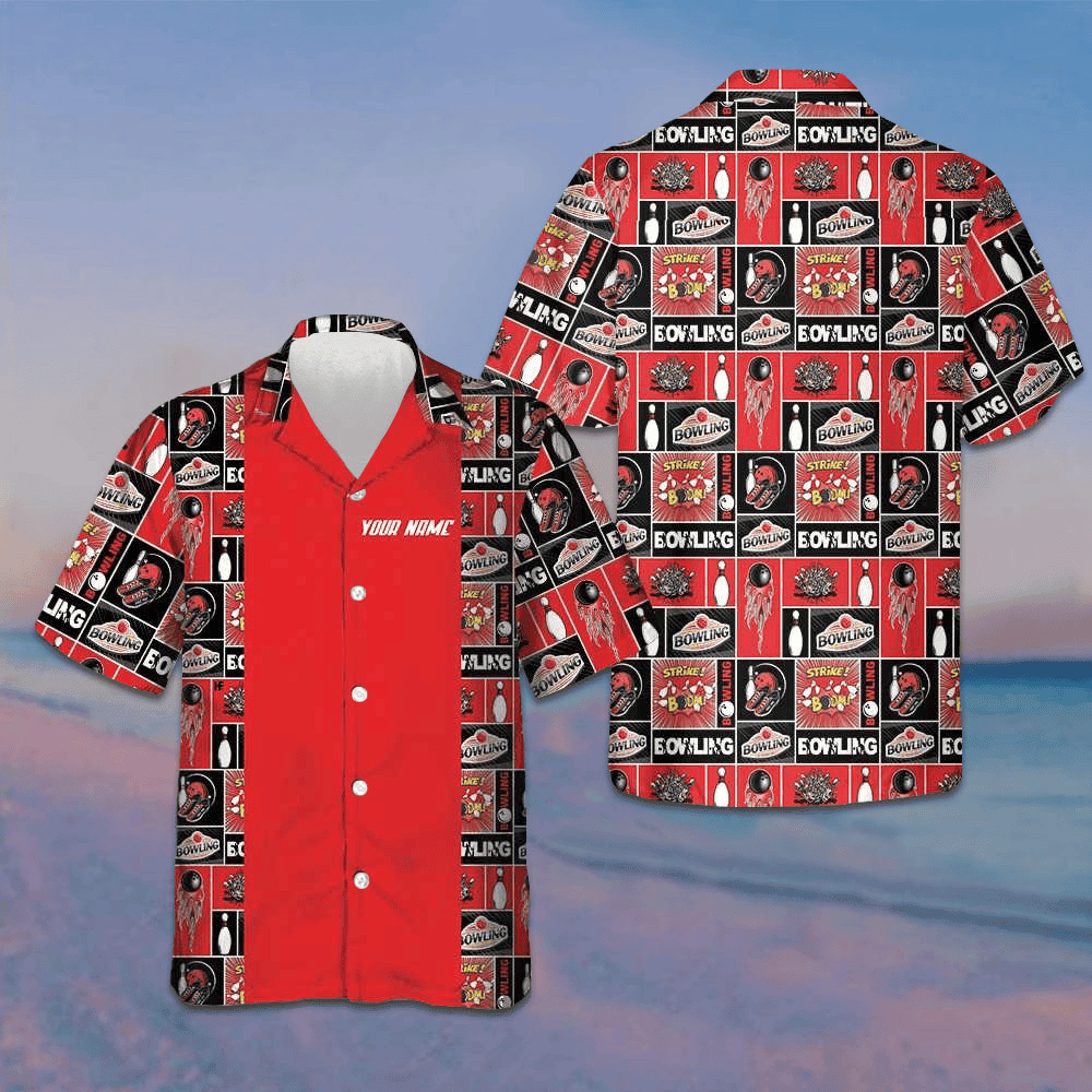Custom Red Bowling Hawaiian Shirt Bowling Players Button Up Shirt Men Gifts For Summer – Moonbestprint