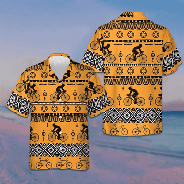 Cycling Tribal Pattern Hawaiian Shirt Tropical Button Down Shirt Gifts For Bikers – Moonbestprint