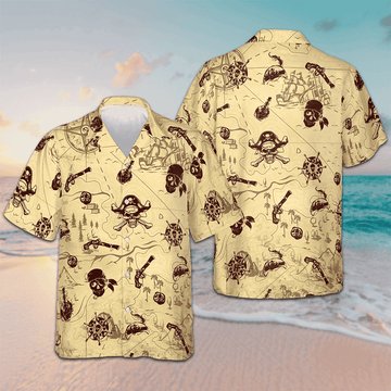 Pirate Pattern Hawaiian Shirt Button Up Beach Shirts Men Gift Ideas For Nephew – Moonbestprint