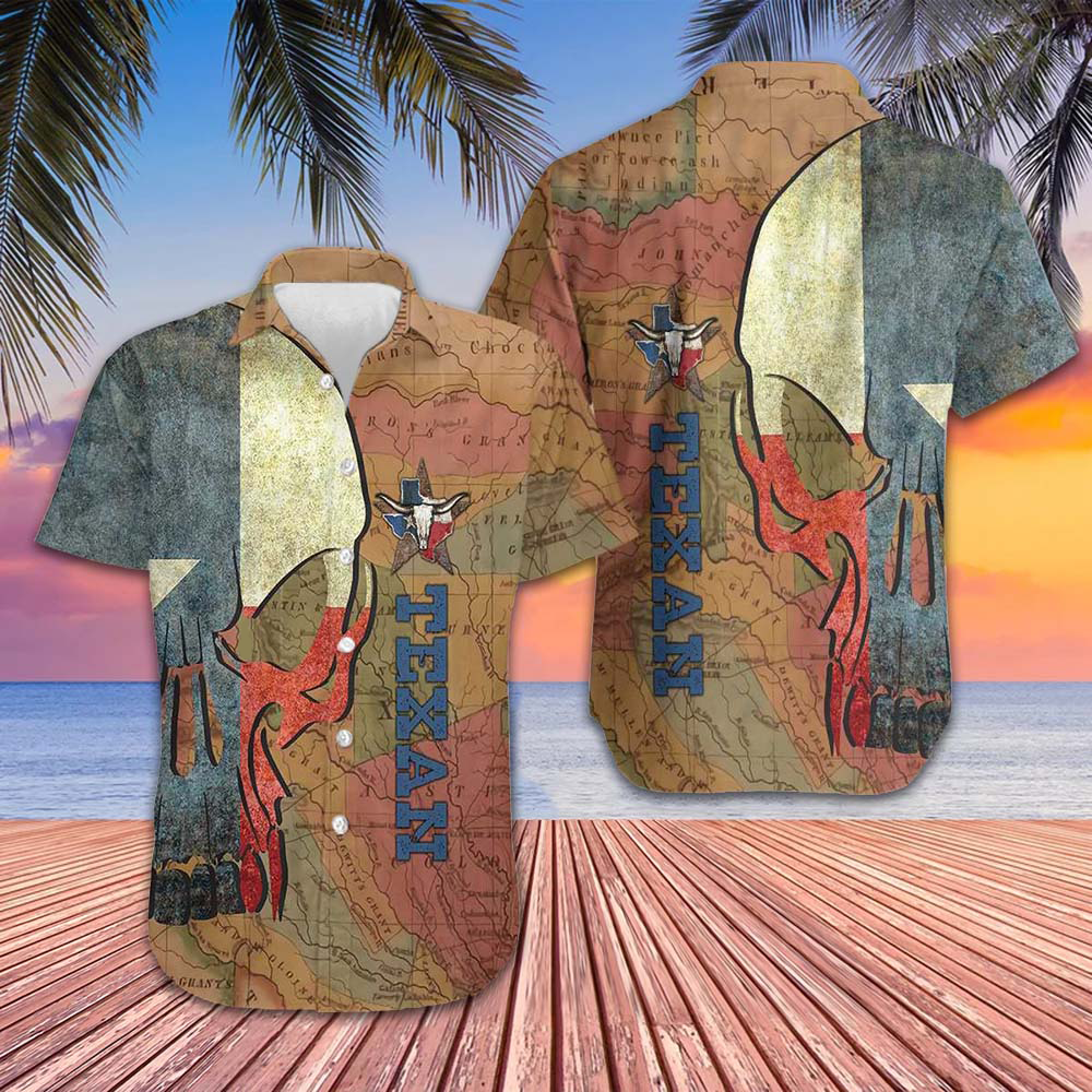 Vintage Texas Flag And Map Pattern Hawaiian Shirt Proud Texas Shirt Gifts For Texans – Moonbestprint