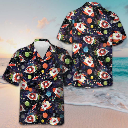 Santa In Outer Space Hawaiian Shirt Matching Christmas Shirts Gifts For Brother – Moonbestprint