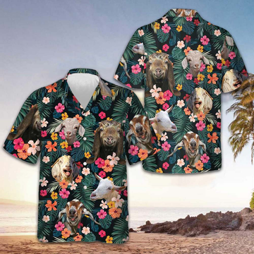 Goat Aloha Hawaiian Shirt Beach Button Up Shirts For Men Gifts For Goat Lovers – Moonbestprint
