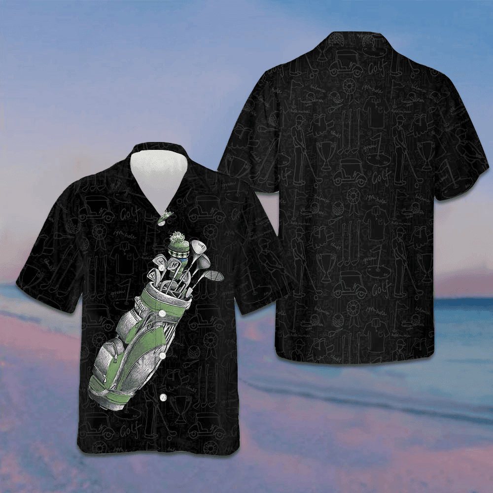 Green Golf Bag On Golfer Hawaiian Shirt Golfing Items Pattern Shirt Gifts For Golfers – Moonbestprint