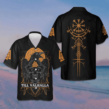 Skull Raven Till Valhalla Hawaiian Shirt Men's Summer Short Sleeve Shirts Gifts For Son – Moonbestprint