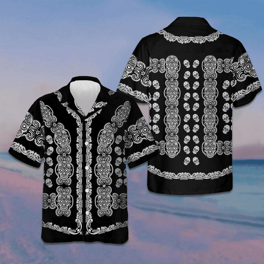 Black And White Sugar Skull Calavera Hawaiian Shirt Day Of The Dead Mexican Skull Shirt Men – Moonbestprint