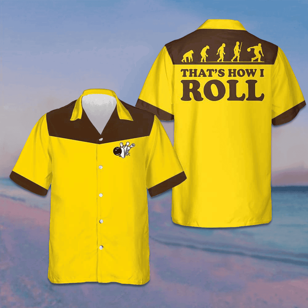 That's How I Roll Bowling Evolution Hawaiian Shirt Yellow Button Up Shirt Gifts For Bowlers – Moonbestprint