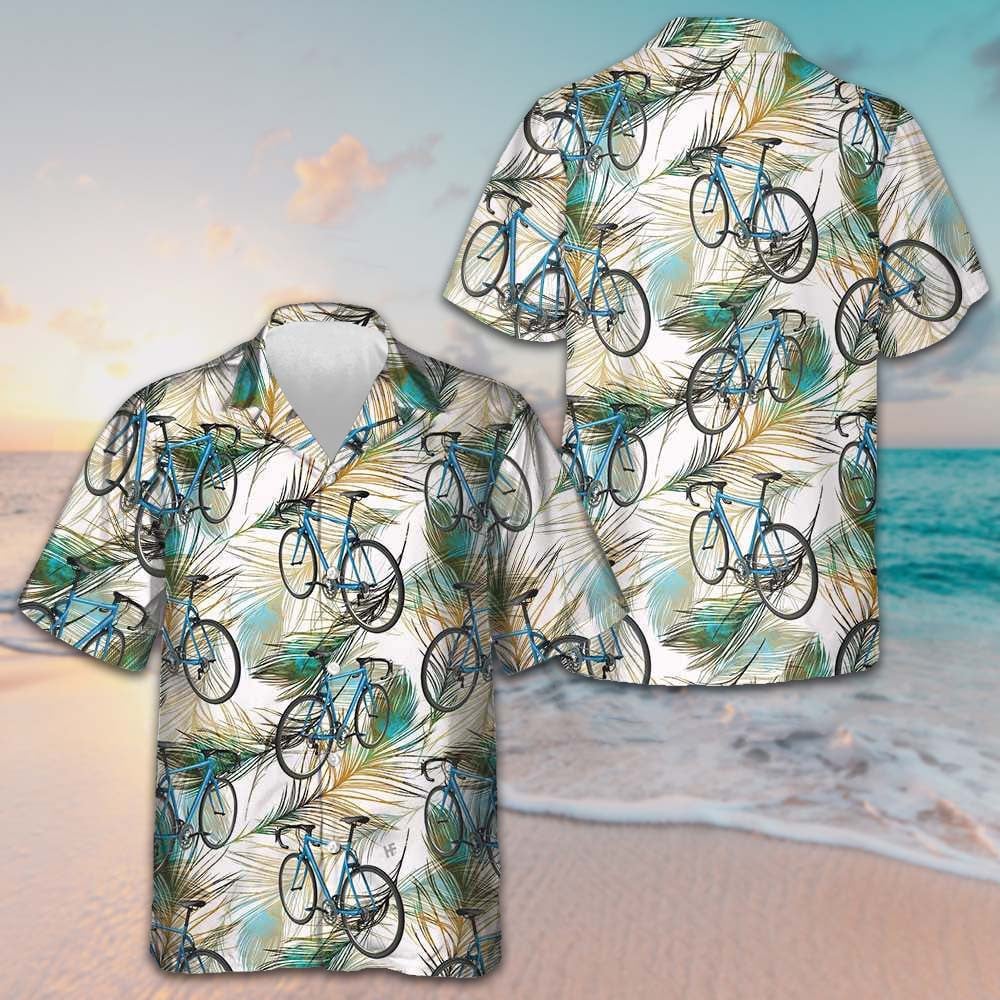 Bicycle And Feather Hawaiian Shirt Men's Beach Button Up Best Gift For Bikers – Moonbestprint