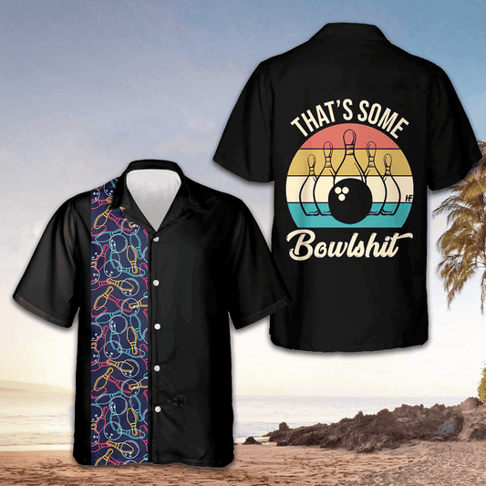 That's Some Bowlshit Hawaiian Shirt Men's Button Up Shirt Gifts For Bowling Lovers – Moonbestprint