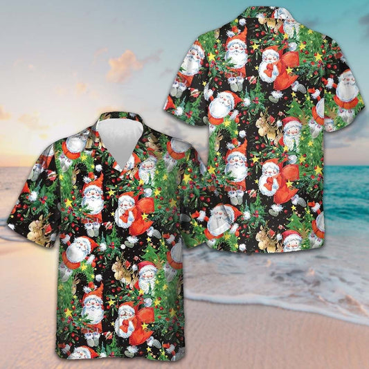 Santa Pattern Hawaiian Shirt Merry Christmas Funny Shirt Gifts For Family – Moonbestprint