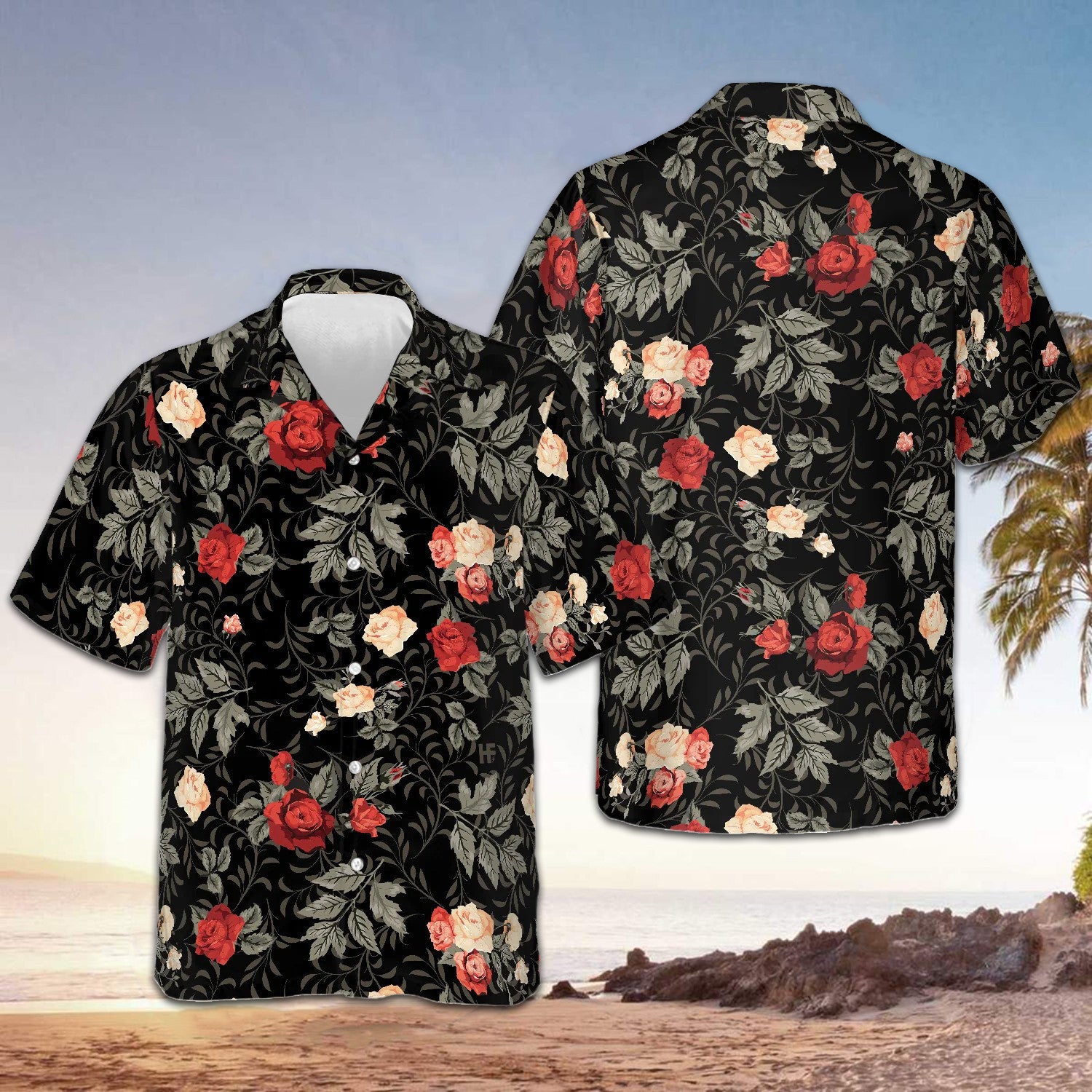 Rose Pattern Hawaiian Shirt Men's Button Up Shirts Summer Best Gift For Brother – Moonbestprint