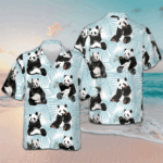 Panda On Palm Leaves Hawaiian Shirt Panda Lovers Men's Beach Shirts Button Up Gift Ideas – Moonbestprint