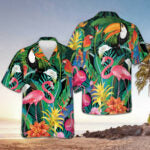 Flamingo Tropical Hawaiian Shirt Men's Beach Button Up Shirts Gifts For Family – Moonbestprint