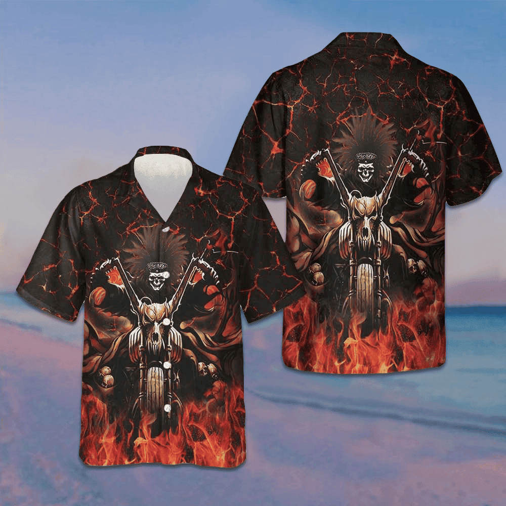 Skull Biker Racing Hawaiian Shirt Men's Button Up Shirt Gifts For Motorcycle Enthusiasts – Moonbestprint