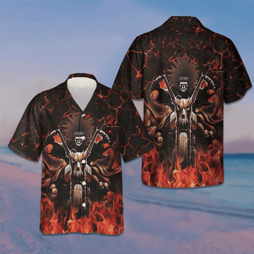 Skull Biker Racing Hawaiian Shirt Men's Button Up Shirt Gifts For Motorcycle Enthusiasts – Moonbestprint