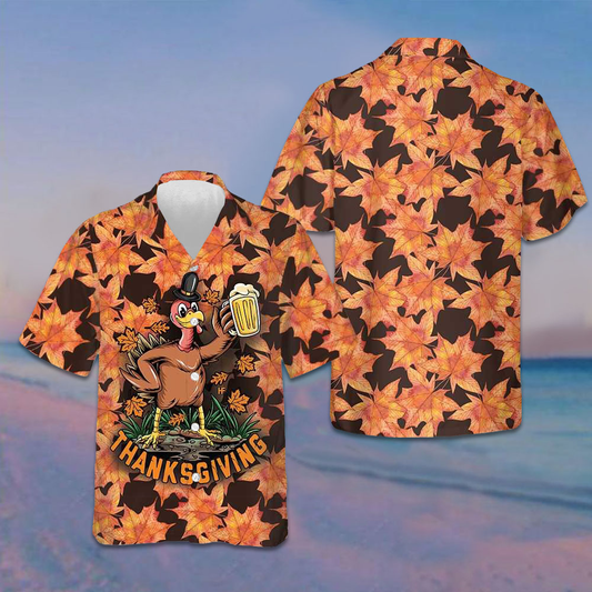 Thanksgiving Turkey Holding Big Glass Beer Hawaiian Shirt Funny Turkey Shirt Thanksgiving Ideas – Moonbestprint