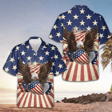 USA Eagle Defending Honor And America Hawaiian Shirt American Flag Shirt Gifts For Patriots – Moonbestprint