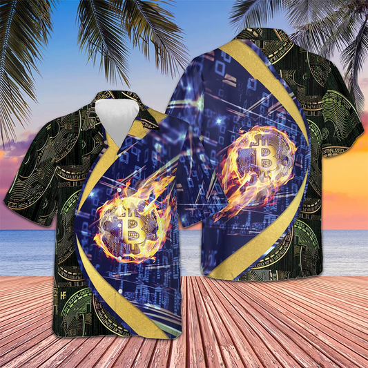 Bitcoin Blockchain Hawaiian Shirt Men's Tropical Button Down Present Ideas For Boyfriend – Moonbestprint