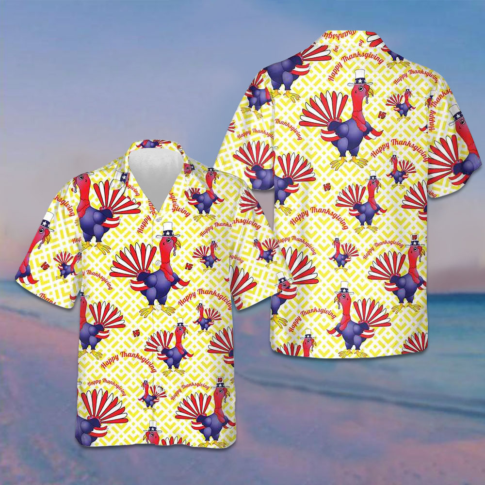 Turkeys In US Flag Costume Hawaiian Shirt Happy Thanksgiving Gobble Shirt Gifts For Him – Moonbestprint